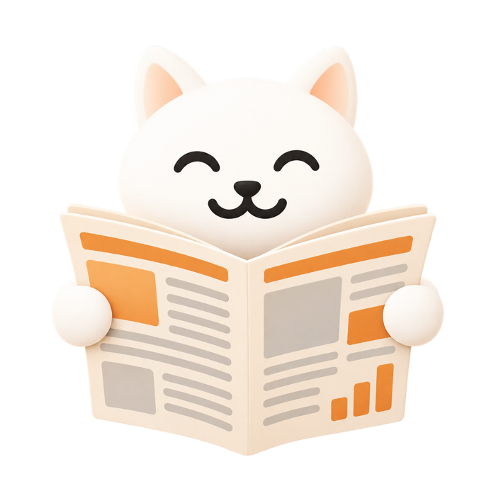 Le chat lit son journal