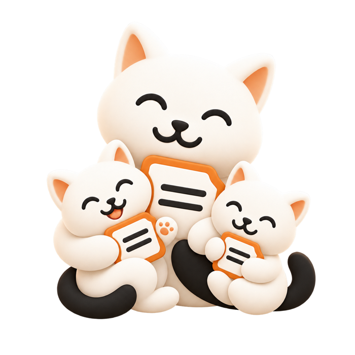 Une famille de trois chats
