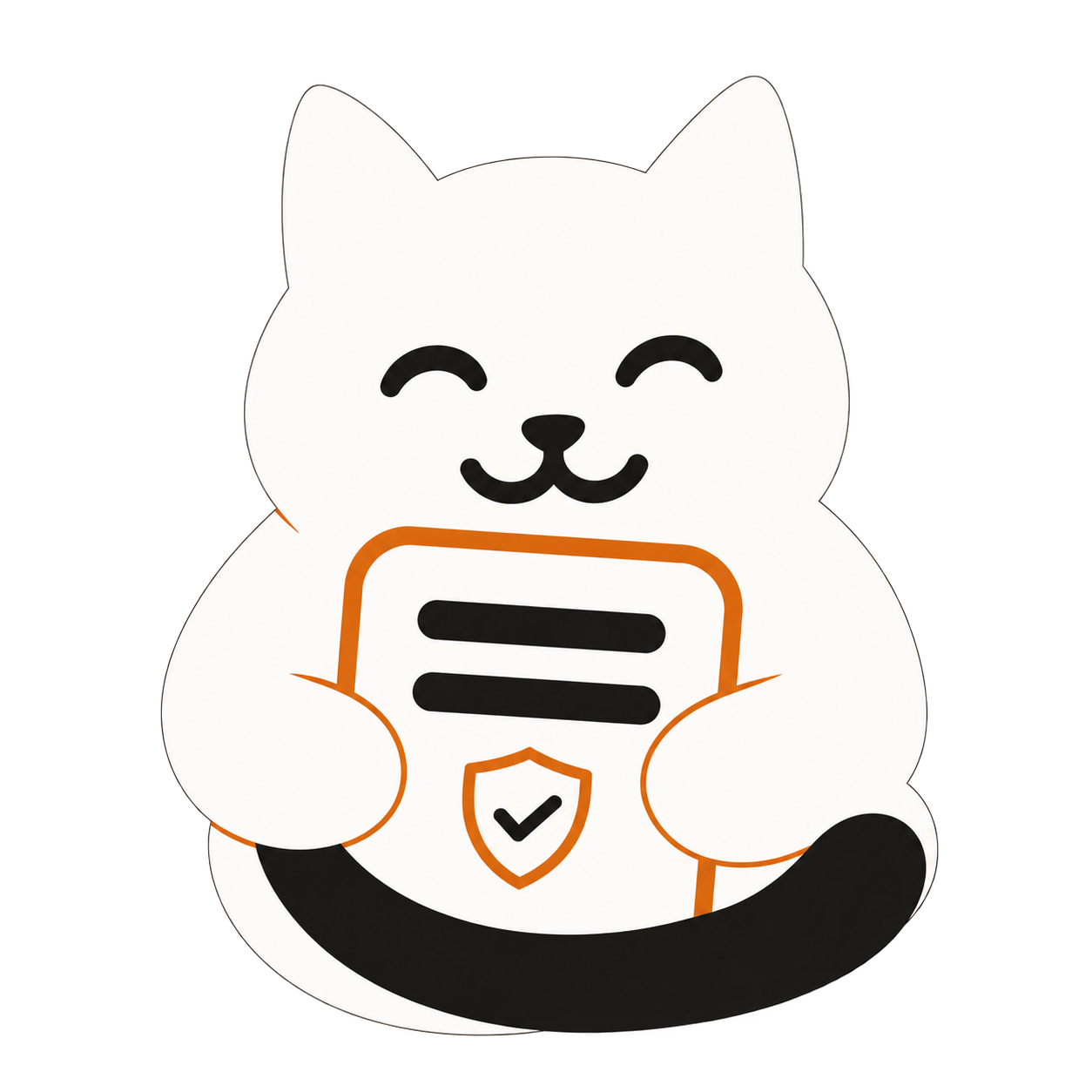 Chat blanc protégeant un document